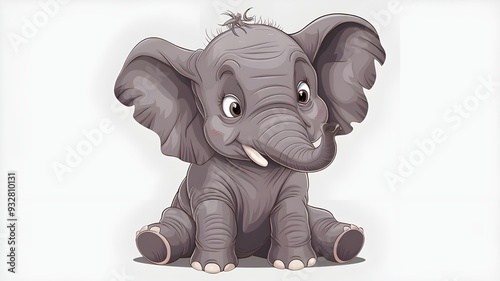 Adorable young elephant. young elephant. vector illustrations. Children's illustration. Grinning, sweet animal. photo