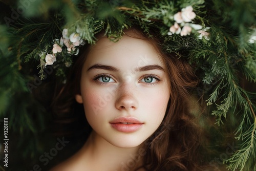 Portrait of a Young Woman with Flowers in Her Hair