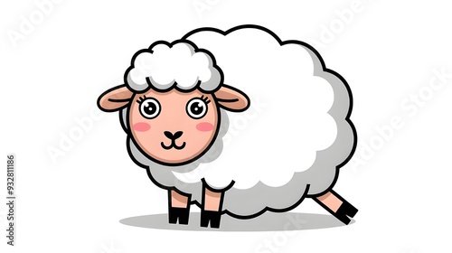Adorable young sheep. Little sheep. vector illustrations. Children's illustration. Grinning, sweet animal.