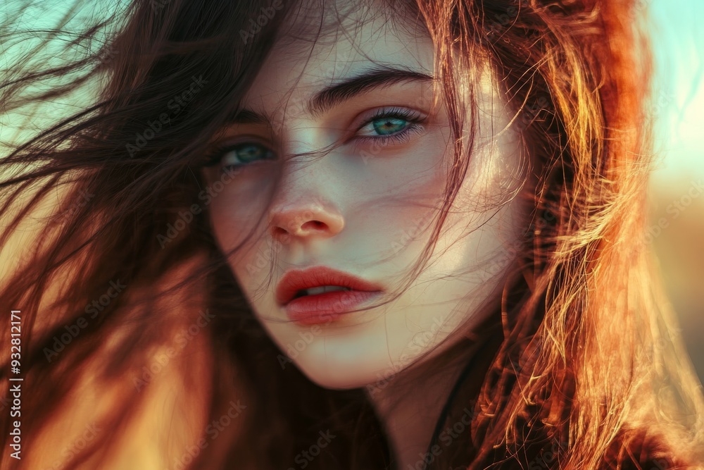 Portrait of a Young Woman with Windblown Hair Portrait of a Young Woman with Windblown Hair