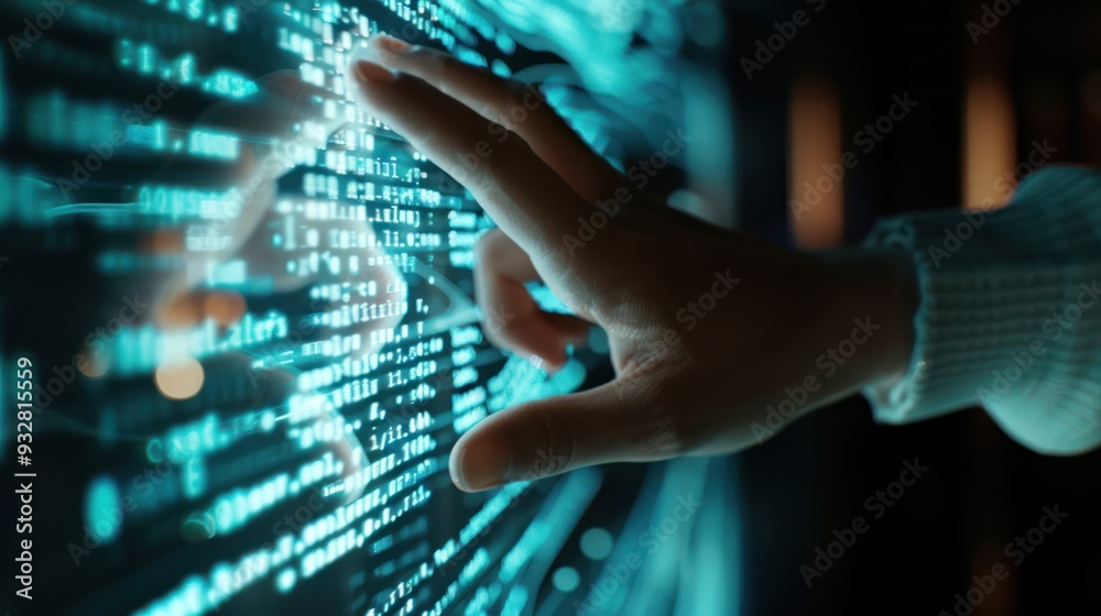 A Hand Interacting with Code on a Screen A Hand Interacting with Code on a Screen