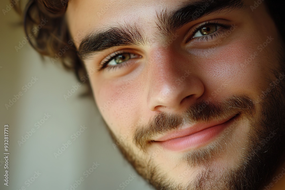 Close-up of smiling man with beard and brown eyes Close-up of smiling man with beard and brown eyes