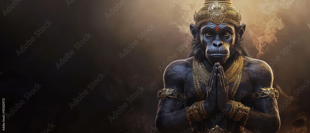 Thai tattoo, Hanuman warrior motif, 3D illustration Thai tattoo, Hanuman warrior motif, 3D illustration