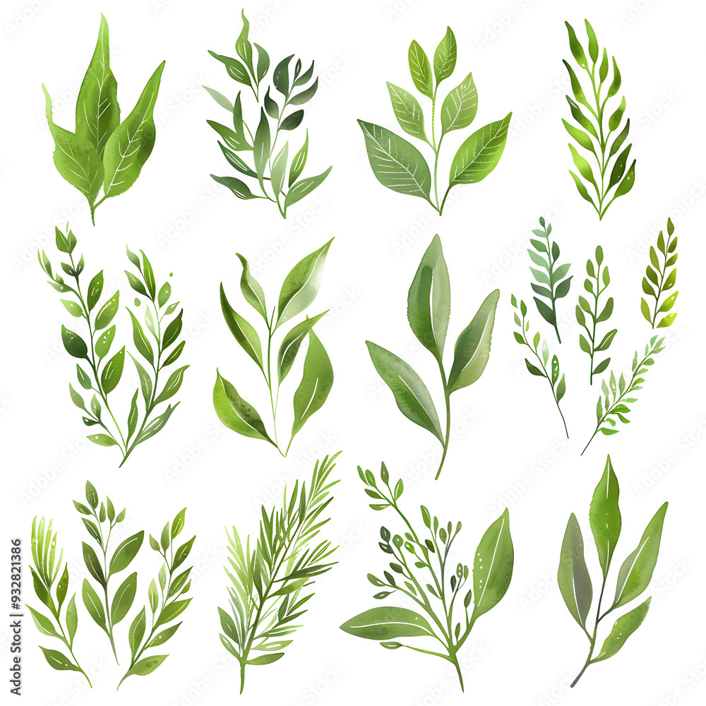 Fototapeta premium willow tree leaves icon sets isolated&nbsp;