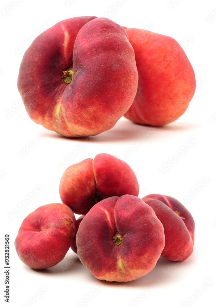 chinese flat peaches on white background chinese flat peaches on white background