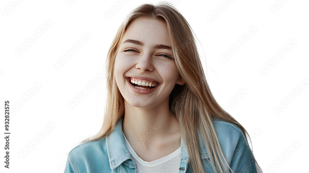 Human face expressions and emotions. Positive joyful young beautiful female with fair straight hair in casual clothing, laughing at joke, looking at camera and pleasantly smiling. Human face expressions and emotions. Positive joyful young beautiful female with fair straight hair in casual clothing, laughing at joke, looking at camera and pleasantly smiling.