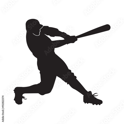 Baseball clipart,  Baseball Player silhouette, Baseball player hitting moment Illustration 