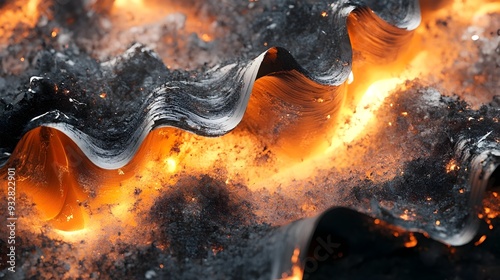 Curling Paper Edges Burning Inside Trash Bin with Close Up on Flames photo