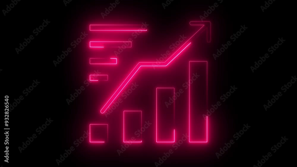 Neon Business Growth Icon, Glowing Bar Chart with Upward Trend, Financial Analytics, Digital Marketing Success, Rising Graph Illustration Neon Business Growth Icon, Glowing Bar Chart with Upward Trend, Financial Analytics, Digital Marketing Success, Rising Graph Illustration