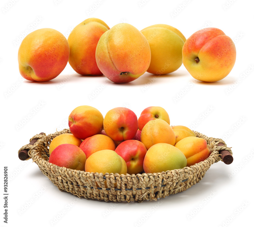 Fresh apricot fruits isolated on white background Fresh apricot fruits isolated on white background