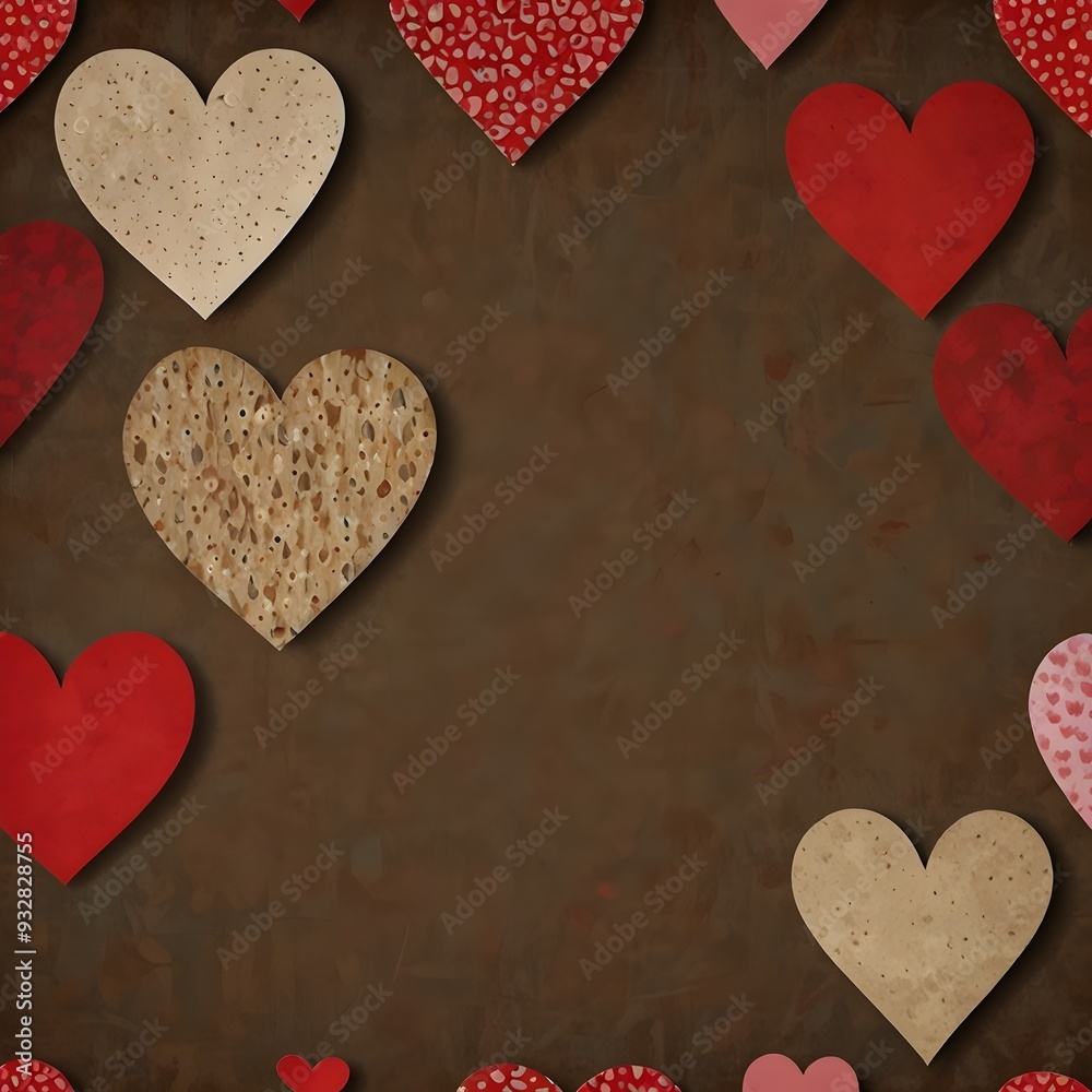 Obraz premium Charming Background with Hearts - Perfect for DIY Projects, Crafts, Valentine's Day, and Romantic Decor
