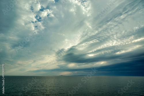 Canada, Quebec, Iles-de-la-Madeleine. Open sea, view of Ile d'Entree