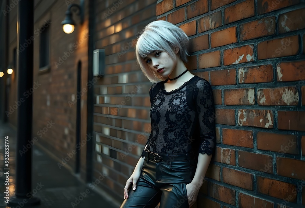Gothic tomboy in streets 