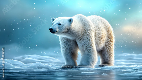 A polar bear stands on a fr...