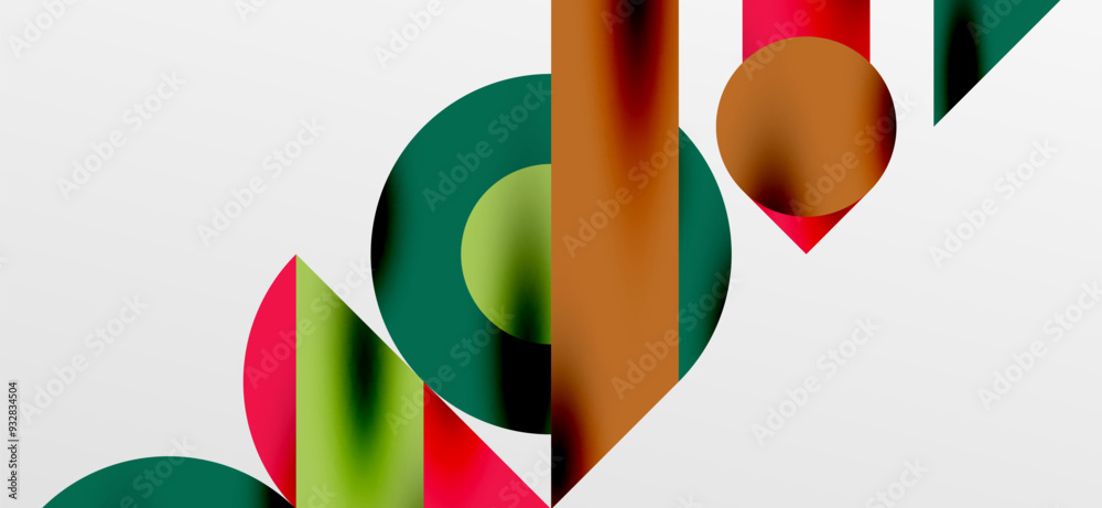 Circles and shadows. Colorful round elements with triangles, semi circles and other shapes. Vector Illustration For Wallpaper, Banner, Background, Card, Book Illustration, landing page Circles and shadows. Colorful round elements with triangles, semi circles and other shapes. Vector Illustration For Wallpaper, Banner, Background, Card, Book Illustration, landing page