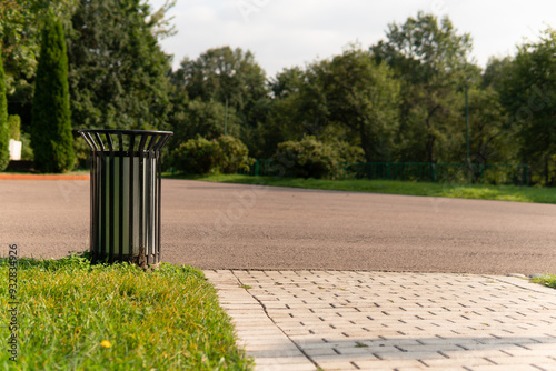 Fototapeta Naklejka Na Ścianę i Meble -  bin green recycling park grass design container waste trash environment garbage nature outdoor