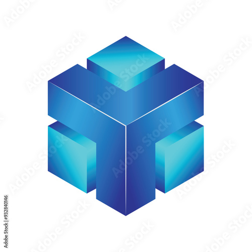 A Blue cube design with light effect