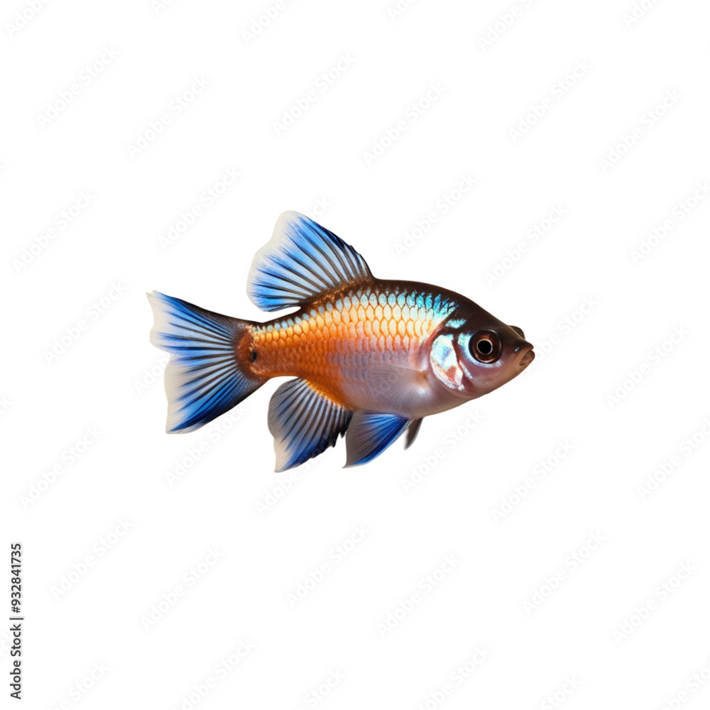 TRANSPARENT PNG ULTRA HD 8K A solitary Guppy fish with vivid colors and a flowing tail, swimming elegantly against a transparent background, highlighting its lively and delicate form TRANSPARENT PNG ULTRA HD 8K A solitary Guppy fish with vivid colors and a flowing tail, swimming elegantly against a transparent background, highlighting its lively and delicate form