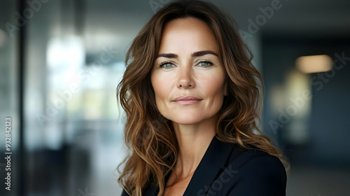 Close-up portrait of a confident woman with long brown hair and green eyes, looking directly at the camera. Free Download Close-up portrait of a confident woman with long brown hair and green eyes, looking directly at the camera. - GFXLoad