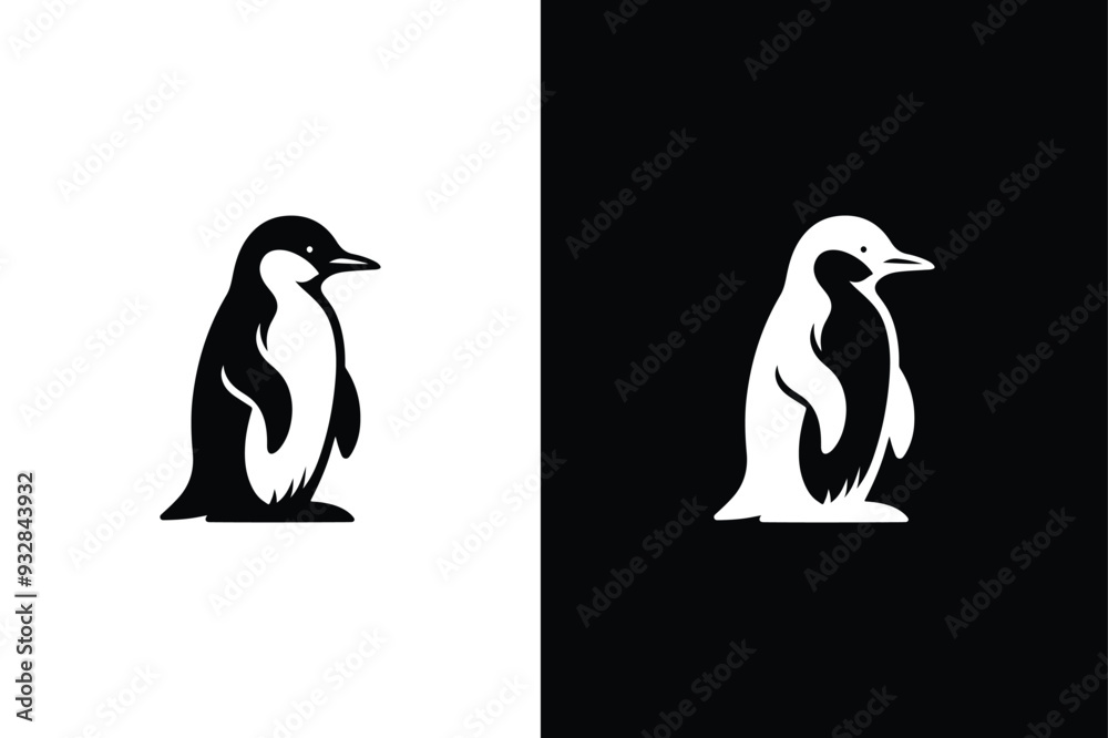 Naklejka premium Penguin illustration. Simple flat penguin icon illustration vector