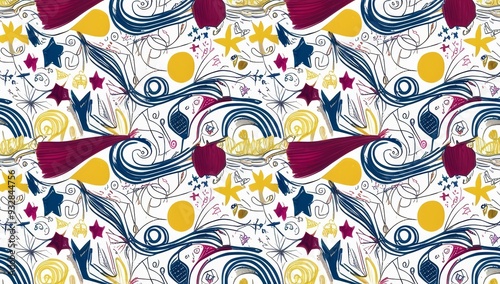 Wallpaper Mural Intricate geometric doodle pattern featuring a seamles Torontodigital.ca