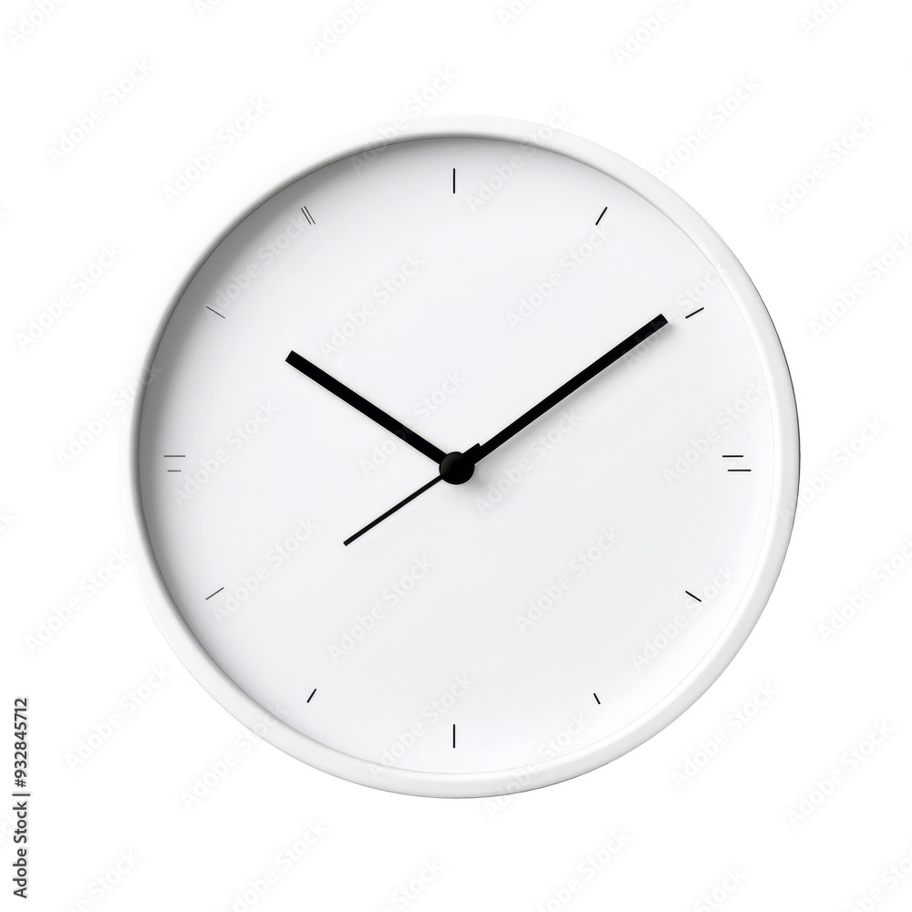 Modern white clock isolated on white background Modern white clock isolated on white background