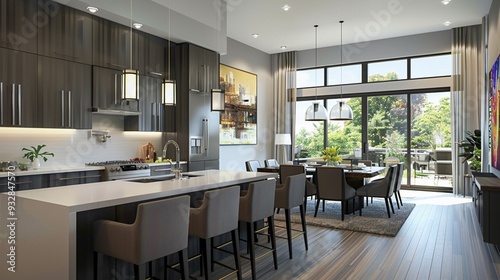 Modern Elegance in an Open Concept Kitchen Dining Area