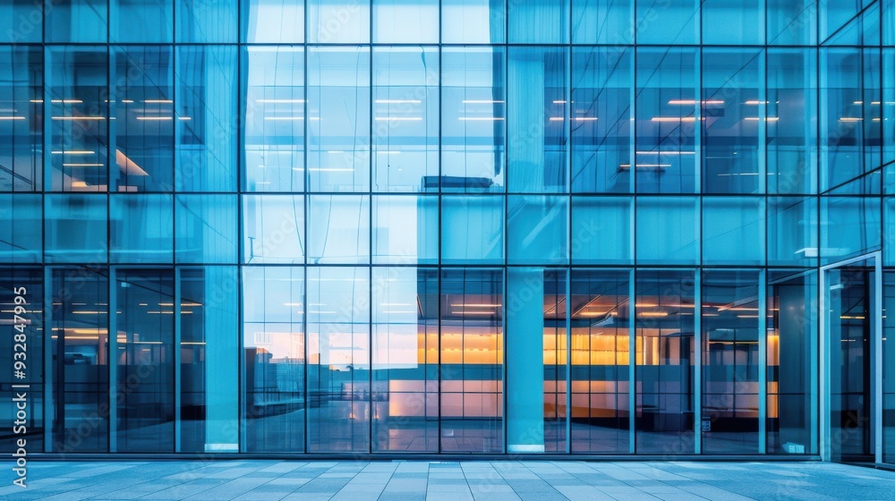 Obraz premium Urban Symmetry. Modern architectural reflections in a city environment concept