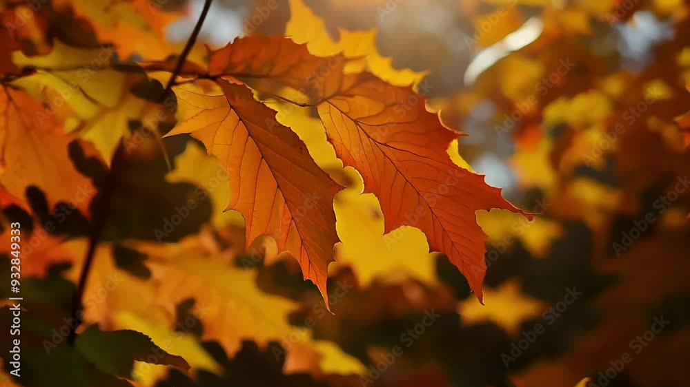 Closeup of falling leaves in warm autumn colors Closeup of falling leaves in warm autumn colors