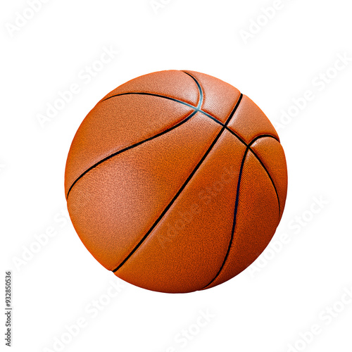 Close-Up View of a Standard Basketball Isolated. 3D rendering