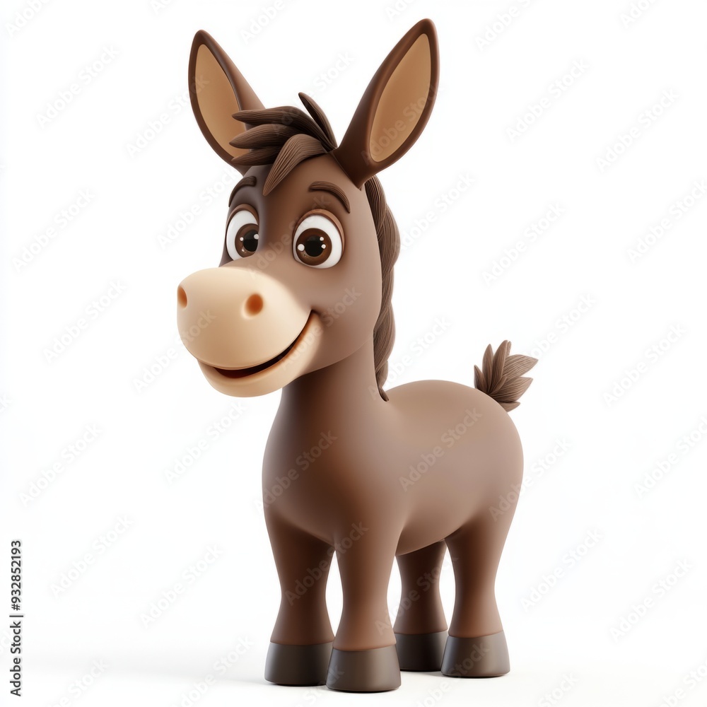 3D render of a simple cartoon chocolate donkey icon on a white background, 3D render of a simple cartoon chocolate donkey icon on a white background,