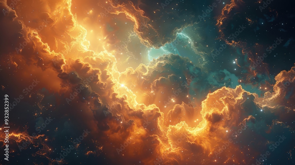 Design an ethereal digital background with nebulous clouds and celestial bodies, accented by soft glows to craft a surreal and imaginative dreamscape Design an ethereal digital background with nebulous clouds and celestial bodies, accented by soft glows to craft a surreal and imaginative dreamscape