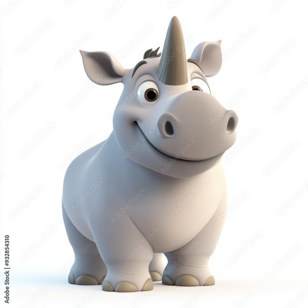 3d cartoon rhino, white background, 3d cartoon rhino, white background,