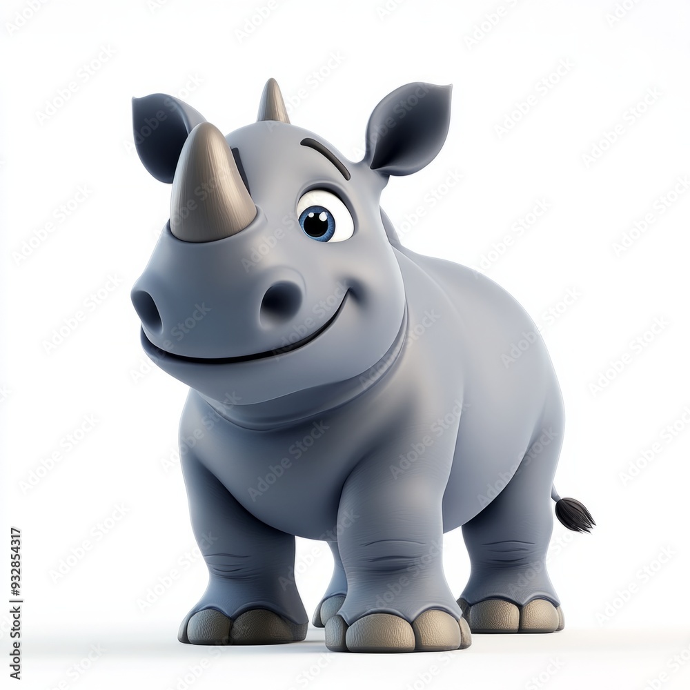3d cartoon rhino, white background, 3d cartoon rhino, white background,