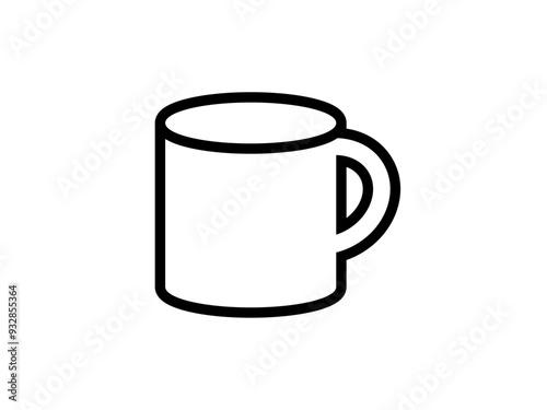 フラットなコーヒーカップアイコンF：黒線