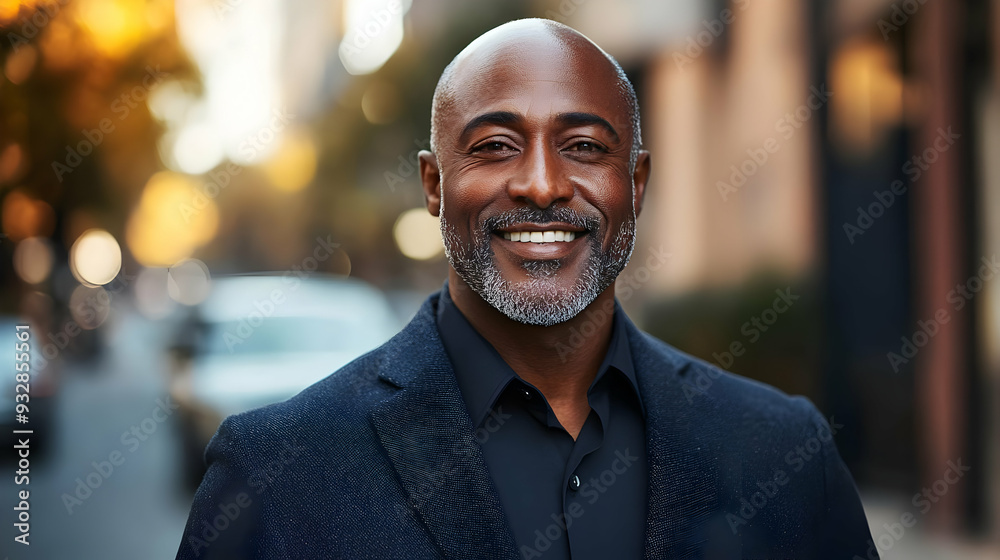 Confident mature man in a suit smiling outdoors. Confident mature man in a suit smiling outdoors.