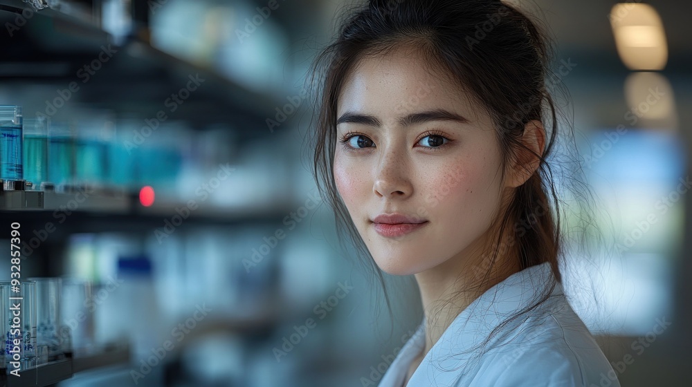 Portrait of a Young Woman in a Lab Coat Portrait of a Young Woman in a Lab Coat