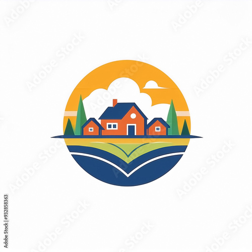 Wallpaper Mural  village logo illustration in a simple and clean flat art style Torontodigital.ca