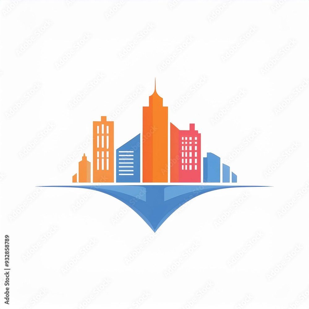 Fototapeta premium a city logo illustration in a simple and clean flat art style