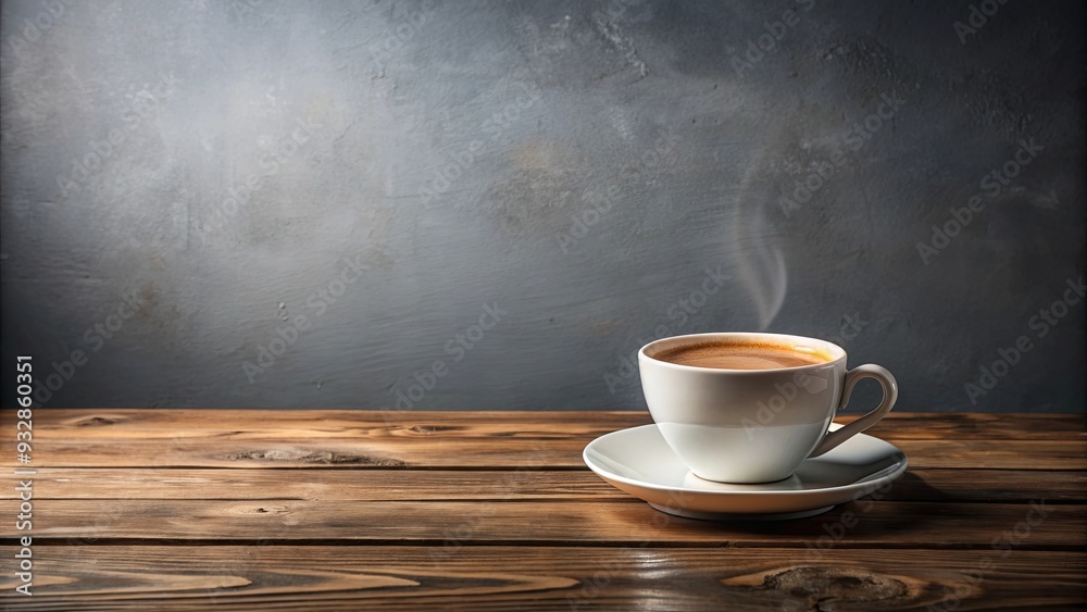 Cup of coffee on wooden table with grey background, coffee, cup, wooden table, grey background, drink, beverage, morning Cup of coffee on wooden table with grey background, coffee, cup, wooden table, grey background, drink, beverage, morning