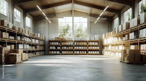 Empty warehouse with shelve...