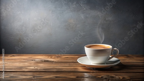 Cup of coffee on wooden table with grey background, coffee, cup, wooden table, grey background, drink, beverage, morning