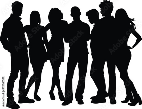 silhouette of a group of party people illustration 