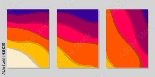 Cover or flyer template with abstract paper cut background, Vector template in carving art style