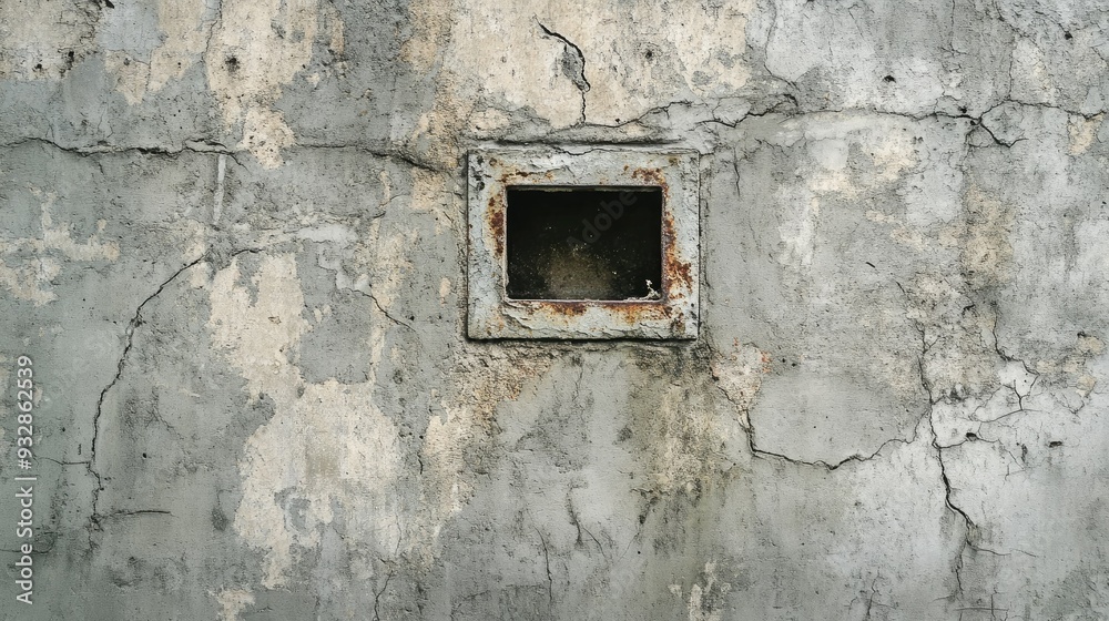 Old cement wall with a small, cracked vent, industrial decay and vintage vibe - Old cement wall with a small, cracked vent, industrial decay and vintage vibe -