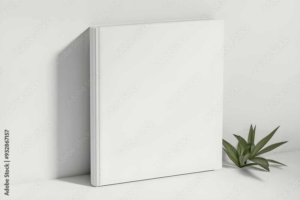 White Landscape Book Mockup, 3D rendered light rectangular book, notebook isolated on a light background