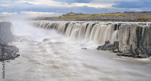 Waterfall Selfoss in the Vatnajokull National Park. Selfoss is the first of several waterfalls of river Jokulsa a Fjollum in the canyon Jokulsargljufur. Iceland