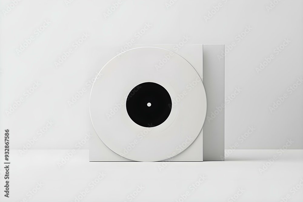 White Vinyl Record Mockup, Blank record album with disk 3d rendering isolated on light background White Vinyl Record Mockup, Blank record album with disk 3d rendering isolated on light background