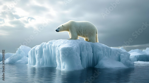 Polar bear standing on an i...