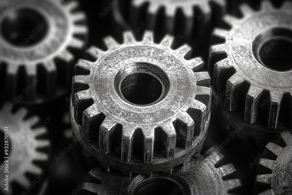 Metal gears interlocking showing industrial concept Metal gears interlocking showing industrial concept